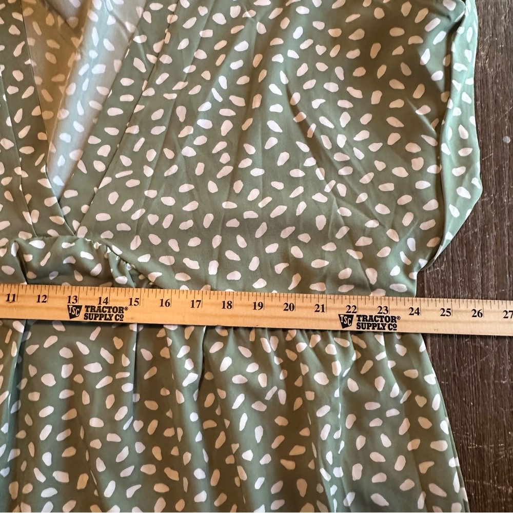 SHEIN Olive Green Patterned Midi V- Neck Flowy Dress Size 1XL - Picture 5 of 8